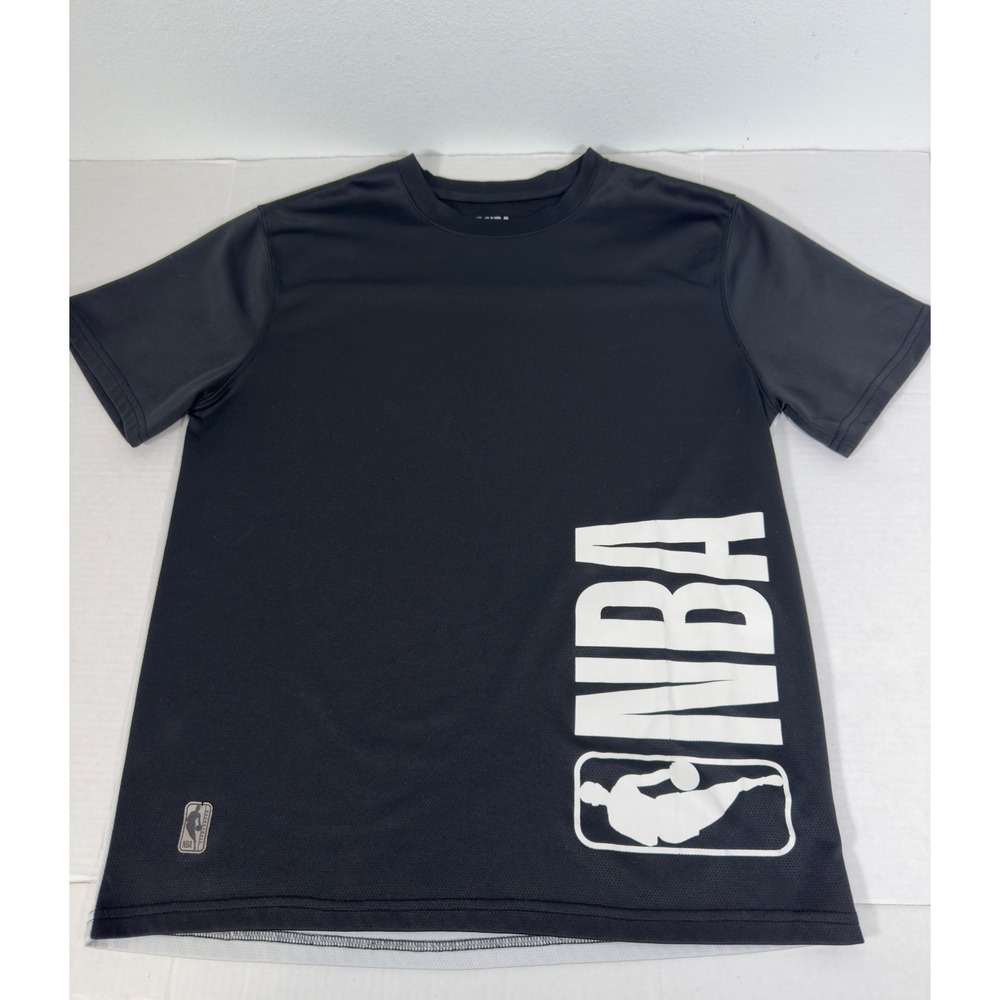 NBA Mens Basketball Performance T-Shirt‎ Black White Colorblock Graphic Large